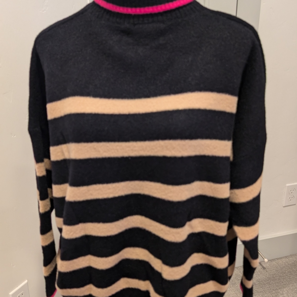 Elegant Black and Tan Striped Women's Sweater